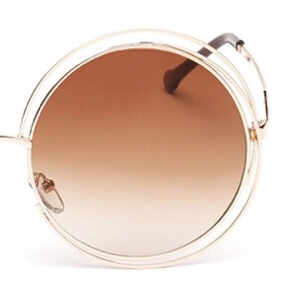 NWT Gold Retro Round Oversized UV400 Sunglasses - Picture 4 of 8